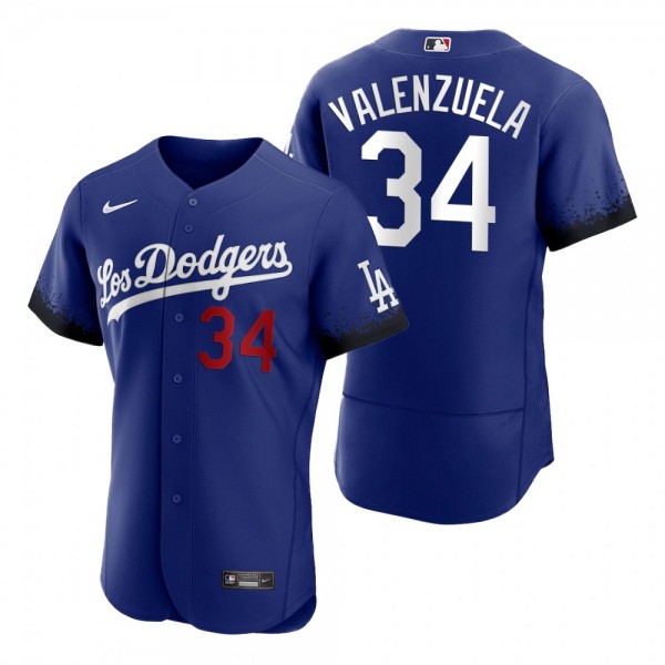 Men's Los Angeles Dodgers Fernando Valenzuela Royal 2021 City Connect Authentic Jersey