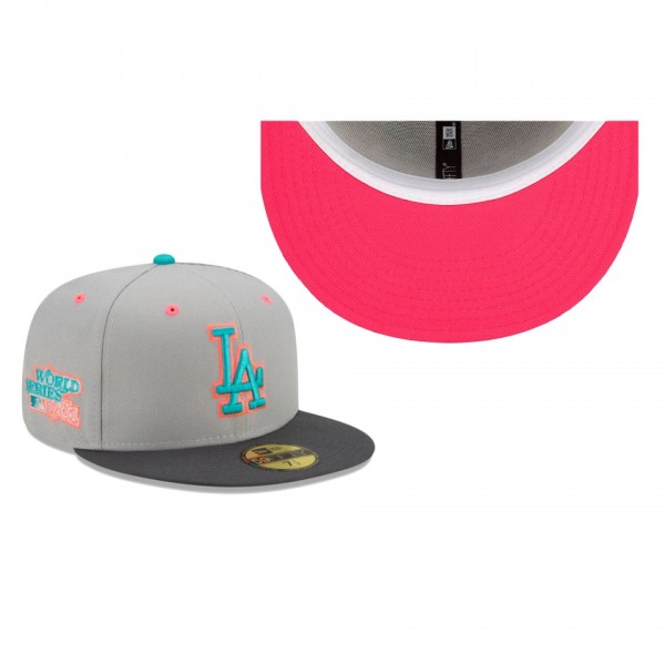 Los Angeles Dodgers Pink Under Visor Gray 59FIFTY Fitted Hat