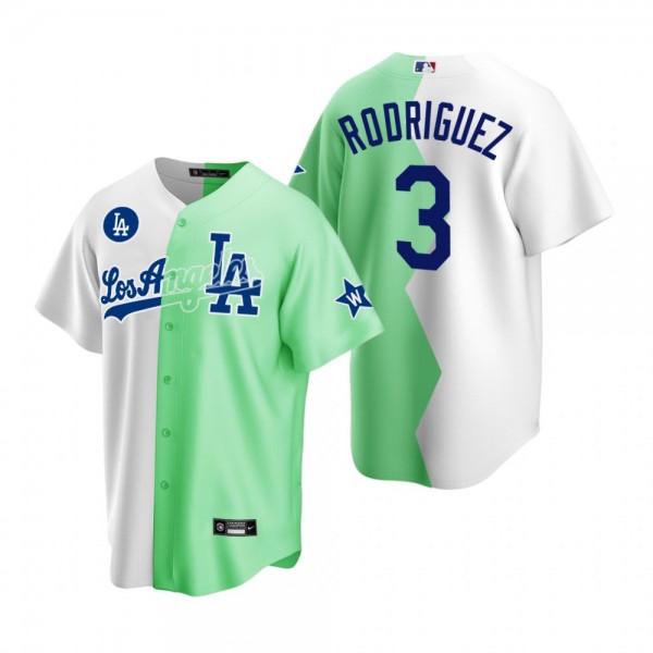 Los Angeles Dodgers Guillermo Rodriguez White Green 2022 Celebrity Softball Game Split Jersey