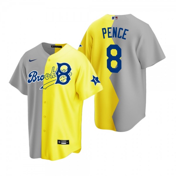 Brooklyn Dodgers Hunter Pence Gray Yellow 2022 Celebrity Softball Game Split Jersey