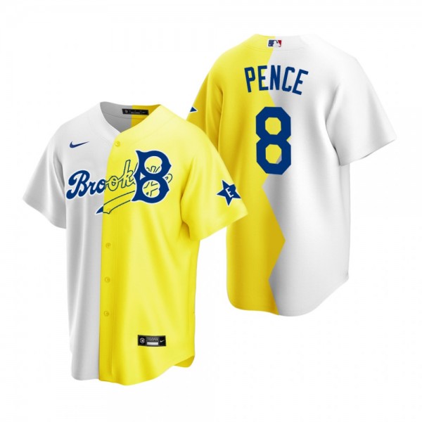 Brooklyn Dodgers Hunter Pence Gray Yellow 2022 MLB All-Star Celebrity Softball Game Split Jersey