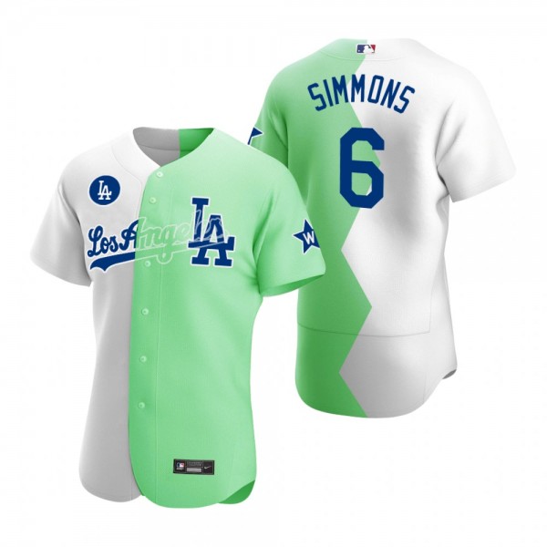 Los Angeles Dodgers J.K. Simmons Authentic White Green 2022 Celebrity Softball Game Jersey