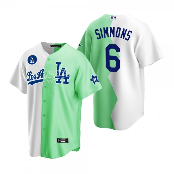 Los Angeles Dodgers J.K. Simmons White Green 2022 Celebrity Softball Game Split Jersey