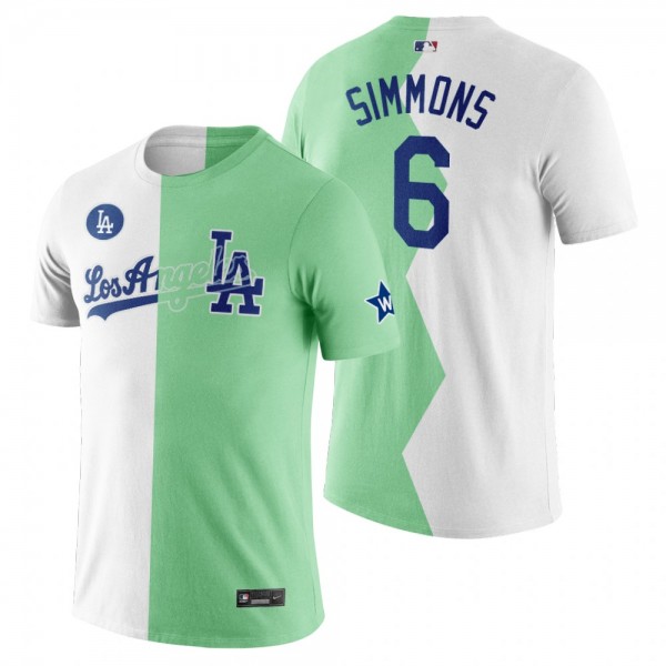 Los Angeles Dodgers J.K. Simmons White Green 2022 Celebrity Softball Game Split T-Shirt