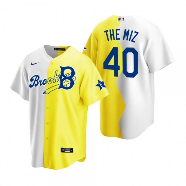 Brooklyn Dodgers The Miz Gray Yellow 2022 MLB All-Star Celebrity Softball Game Split Jersey