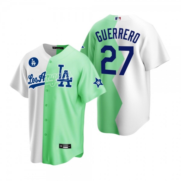Los Angeles Dodgers Vladimir Guerrero White Green 2022 Celebrity Softball Game Split Jersey