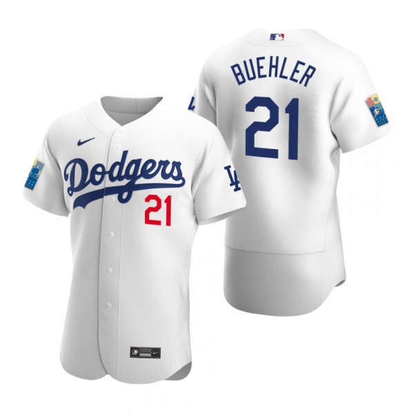 Los Angeles Dodgers Walker Buehler Authentic White Dodger Stadium 60th Anniversary Jersey
