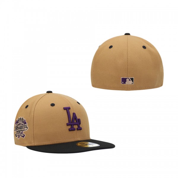 Los Angeles Dodgers New Era 100th Anniversary Purple Undervisor 59FIFTY Fitted Hat Tan