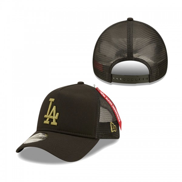 Los Angeles Dodgers New Era X Alpha Industries A-Frame 9FORTY Trucker Snapback Hat Black
