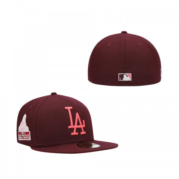 Los Angeles Dodgers New Era Color Fam Lava Red Undervisor 59FIFTY Fitted Hat Maroon