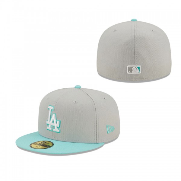 Men's Los Angeles Dodgers New Era Gray Turquoise Spring Color Pack Two-Tone 59FIFTY Fitted Hat