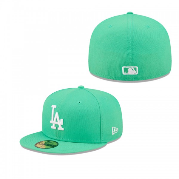Los Angeles Dodgers Island Green Logo White 59FIFTY Fitted Hat