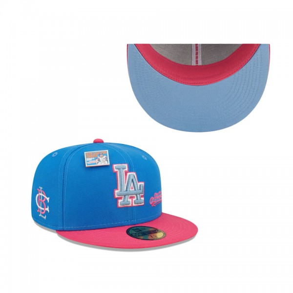 Men's Los Angeles Dodgers New Era Blue Pink MLB X Big League Chew Curveball Cotton Candy Flavor Pack 59FIFTY Fitted Hat