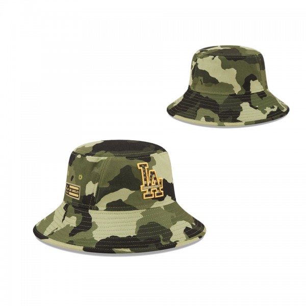 Men's Los Angeles Dodgers New Era Camo 2022 Armed Forces Day Bucket Hat