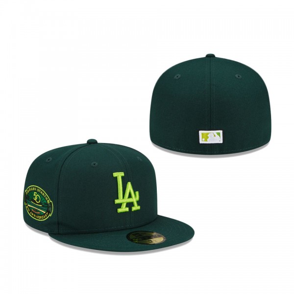 Dodgers Dodger Stadium 50th Anniversary Color Fam Lime Undervisor Fitted Hat Green