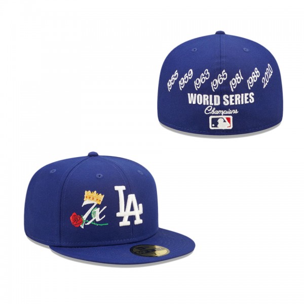 Los Angeles Dodgers Royal 7x World Series Champions Crown 59FIFTY Fitted Hat