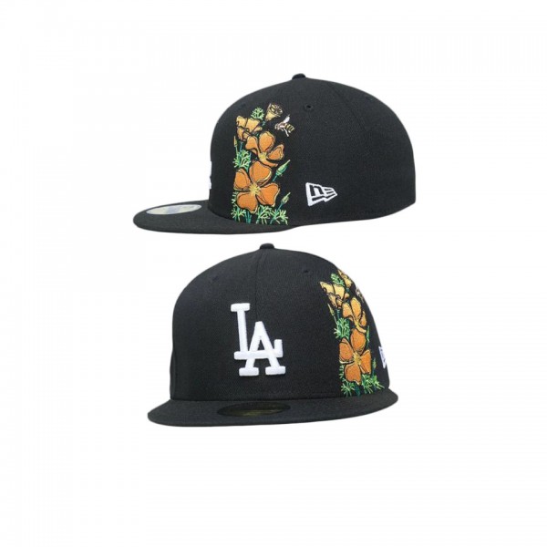 Los Angeles Dodgers State Flower 59FIFTY Fitted Black Floral Hat