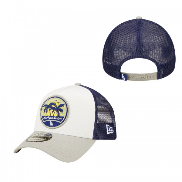 Men's Los Angeles Dodgers White Gray Fresh A-Frame 9FORTY Trucker Snapback Hat