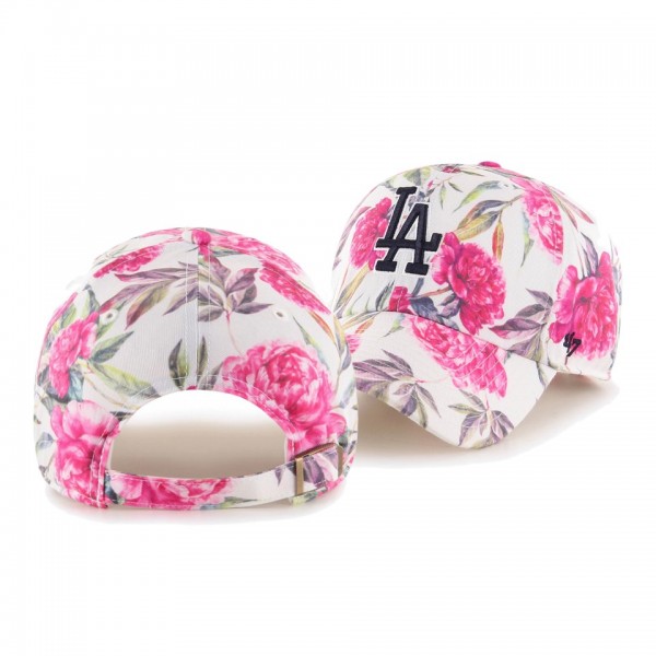 Women's Los Angeles Dodgers Peony Print White Clean Up Adjustable Hat