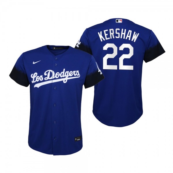Youth Los Angeles Dodgers Clayton Kershaw Nike Royal 2021 City Connect Replica Jersey