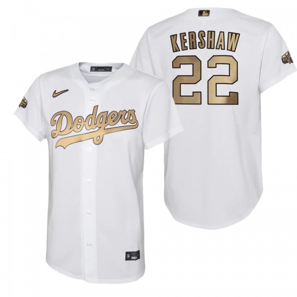 Youth Los Angeles Dodgers Clayton Kershaw White 2022 MLB All-Star Game Replica Player Jersey