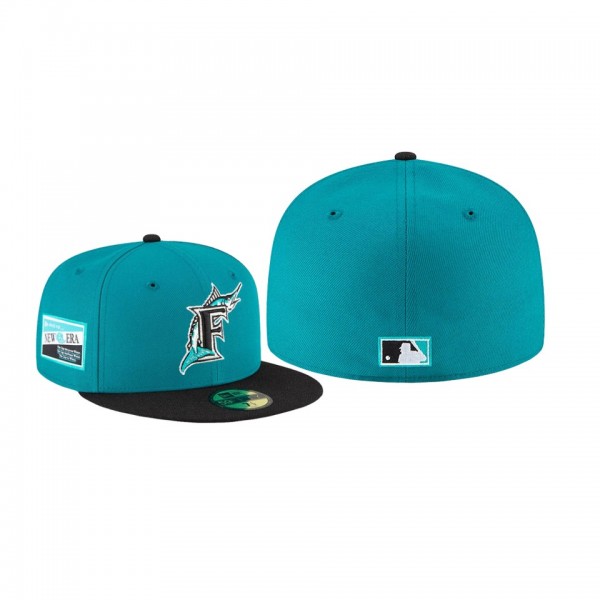 Men's Florida Marlins Centennial Collection Teal Black Cooperstown 59FIFTY Fitted Hat