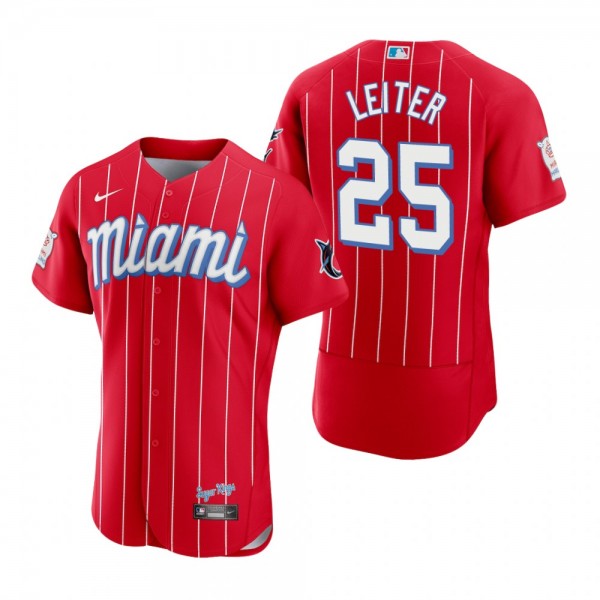 Men's Miami Marlins Al Leiter Red 2021 City Connect Authentic Jersey
