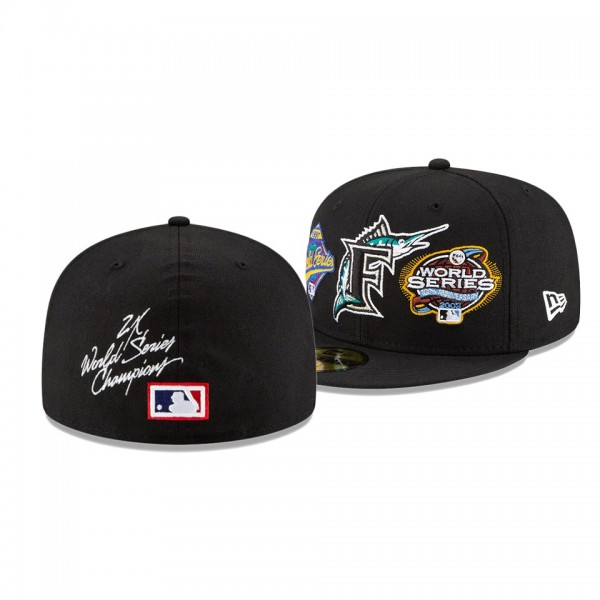 Miami Marlins 2x World Series Champions Black 59FIFTY Fitted Hat