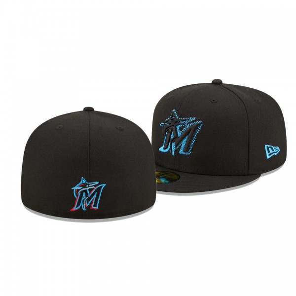 Miami Marlins Scored Black 59FIFTY Fitted Hat