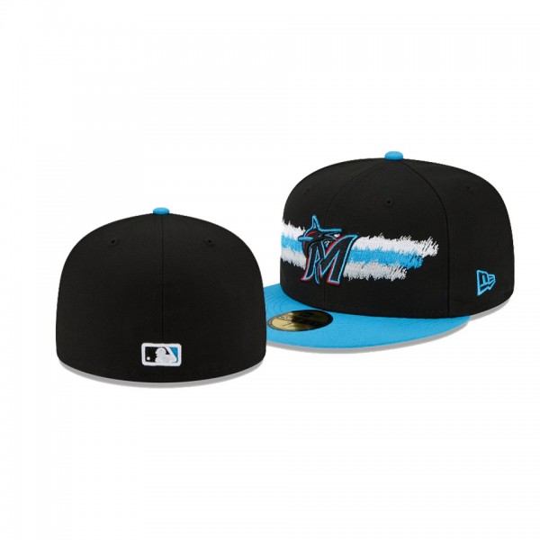 Miami Marlins Scribble Black 59FIFTY Fitted Hat