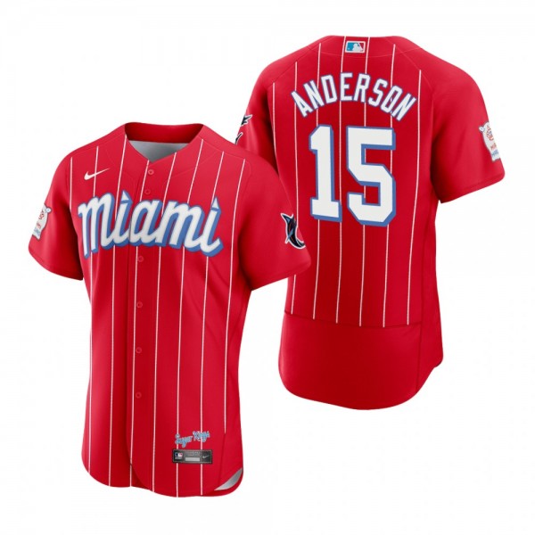 Men's Miami Marlins Brian Anderson Red 2021 City Connect Authentic Jersey