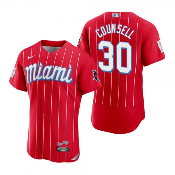Men's Miami Marlins Craig Counsell Red 2021 City Connect Authentic Jersey