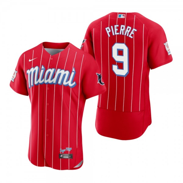Men's Miami Marlins Juan Pierre Red 2021 City Connect Authentic Jersey