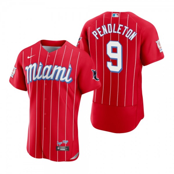 Men's Miami Marlins Terry Pendleton Red 2021 City Connect Authentic Jersey