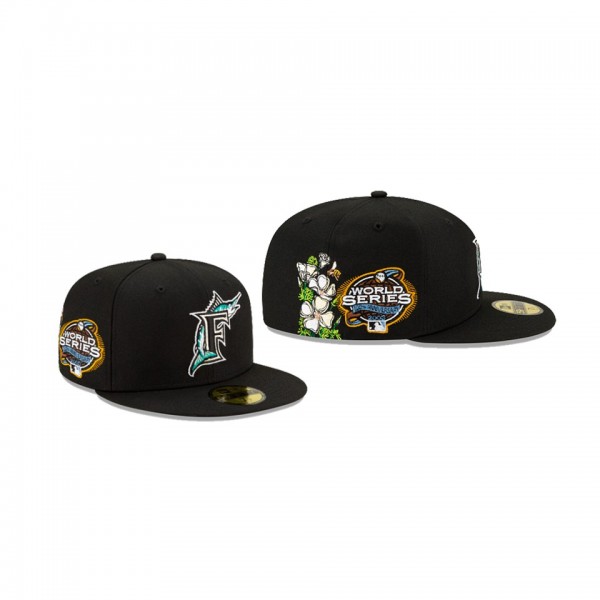 Men's Miami Marlins State Flower Black 59FIFTY Fitted Hat