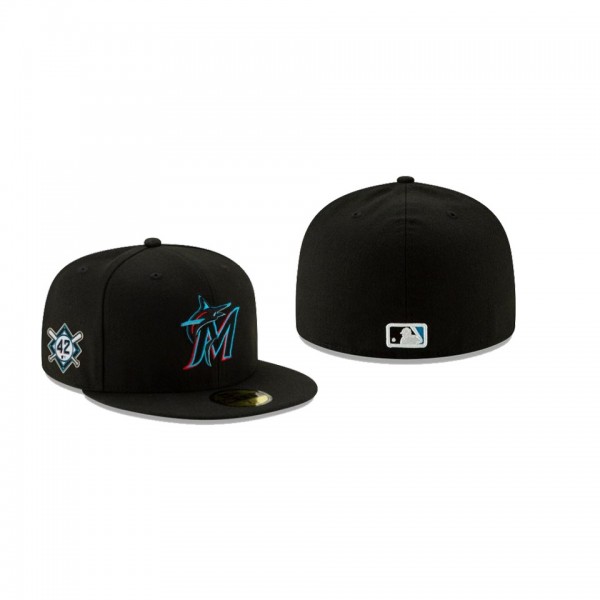Men's Miami Marlins Jackie Robinson Day Black 59FIFTY Fitted Hat