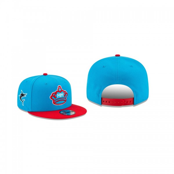 Men's Miami Marlins 2021 City Connect Blue Red 9FIFTY Snapback Adjustable Hat
