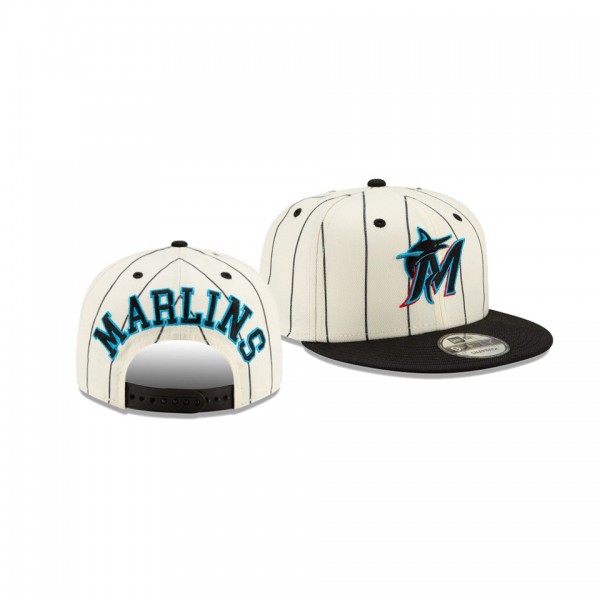 Men's Miami Marlins Pinstripe White 9FIFTY Snapback Hat