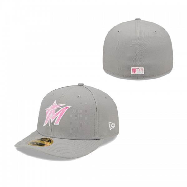Men's Miami Marlins Gray 2022 Mother's Day On-Field Low Profile 59FIFTY Fitted Hat