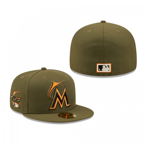 Marlins 2017 All-Star Game Hunter Flame Undervisor Fitted Cap Olive