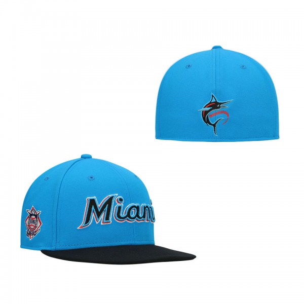 Miami Marlins Fanatics Branded Iconic Multi Patch Fitted Hat Aqua Black