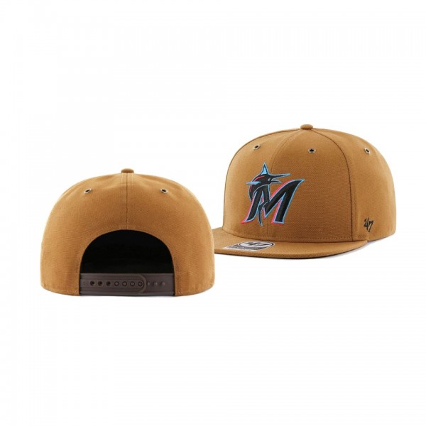 Men's Miami Marlins Carhartt X 47 Brand Khaki Captain Hat