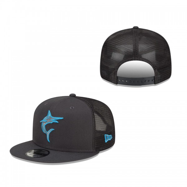Miami Marlins New Era 2022 Batting Practice 9FIFTY Snapback Adjustable Hat Graphite