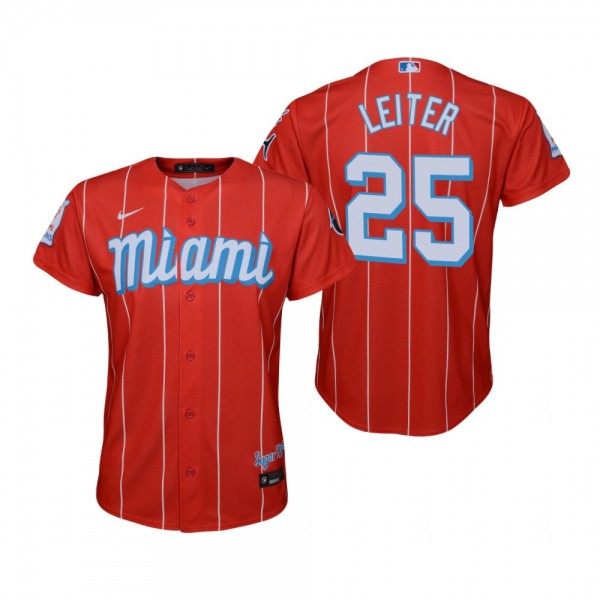 Youth Miami Marlins Al Leiter Nike Red 2021 City Connect Replica Jersey