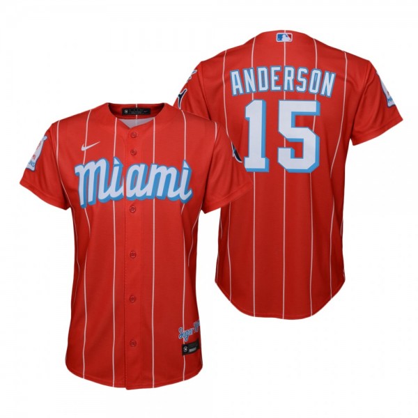 Youth Miami Marlins Brian Anderson Nike Red 2021 City Connect Replica Jersey