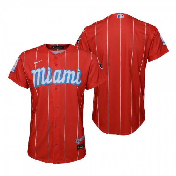 Youth Miami Marlins Nike Red 2021 City Connect Replica Jersey