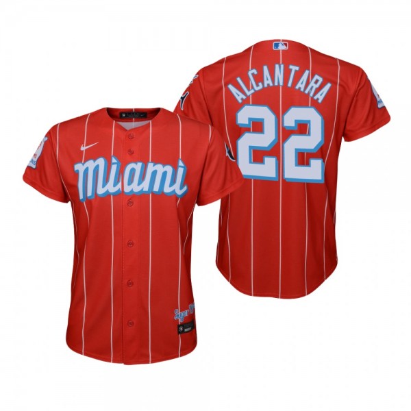 Youth Miami Marlins Sandy Alcantara Nike Red 2021 City Connect Replica Jersey