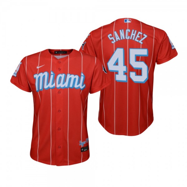 Youth Miami Marlins Sixto Sanchez Nike Red 2021 City Connect Replica Jersey
