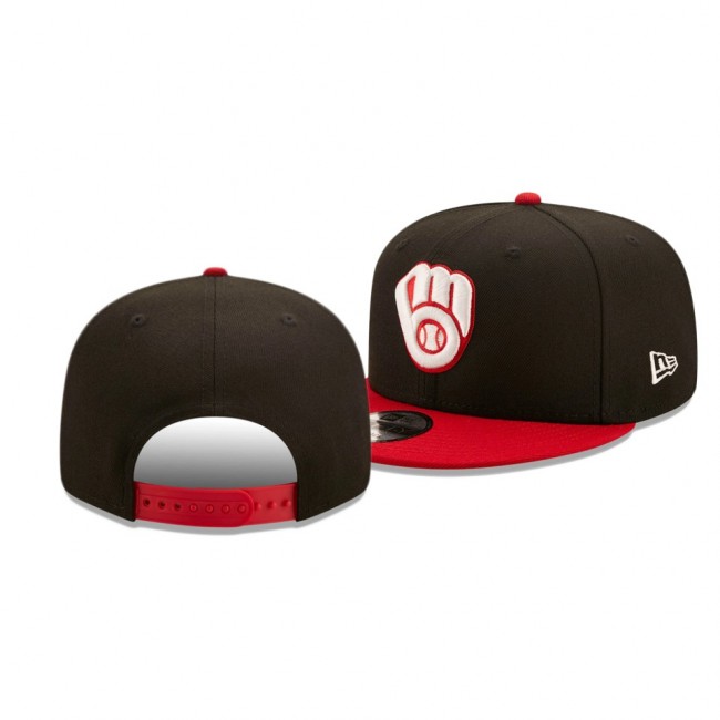 Milwaukee Brewers Color Pack 2-Tone Black Scarlet 9FIFTY Snapback Hat