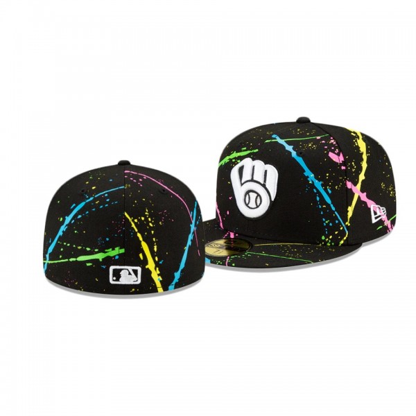 Milwaukee Brewers Streakpop Black 59FIFTY Fitted Hat
